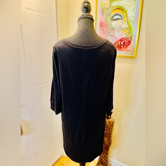 🆒🖤Massimo Supply Co. Long black  tunic top w/ round neck & 3/4 sleeves - Picture 5 of 9